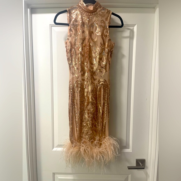 Beautiful never worn, sparkle sheer cocktail dress. Size 6-8 - Picture 1 of 5